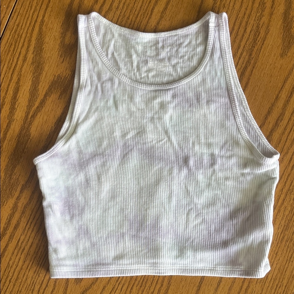 White And Purple American Eagle Ribbed Crop Top